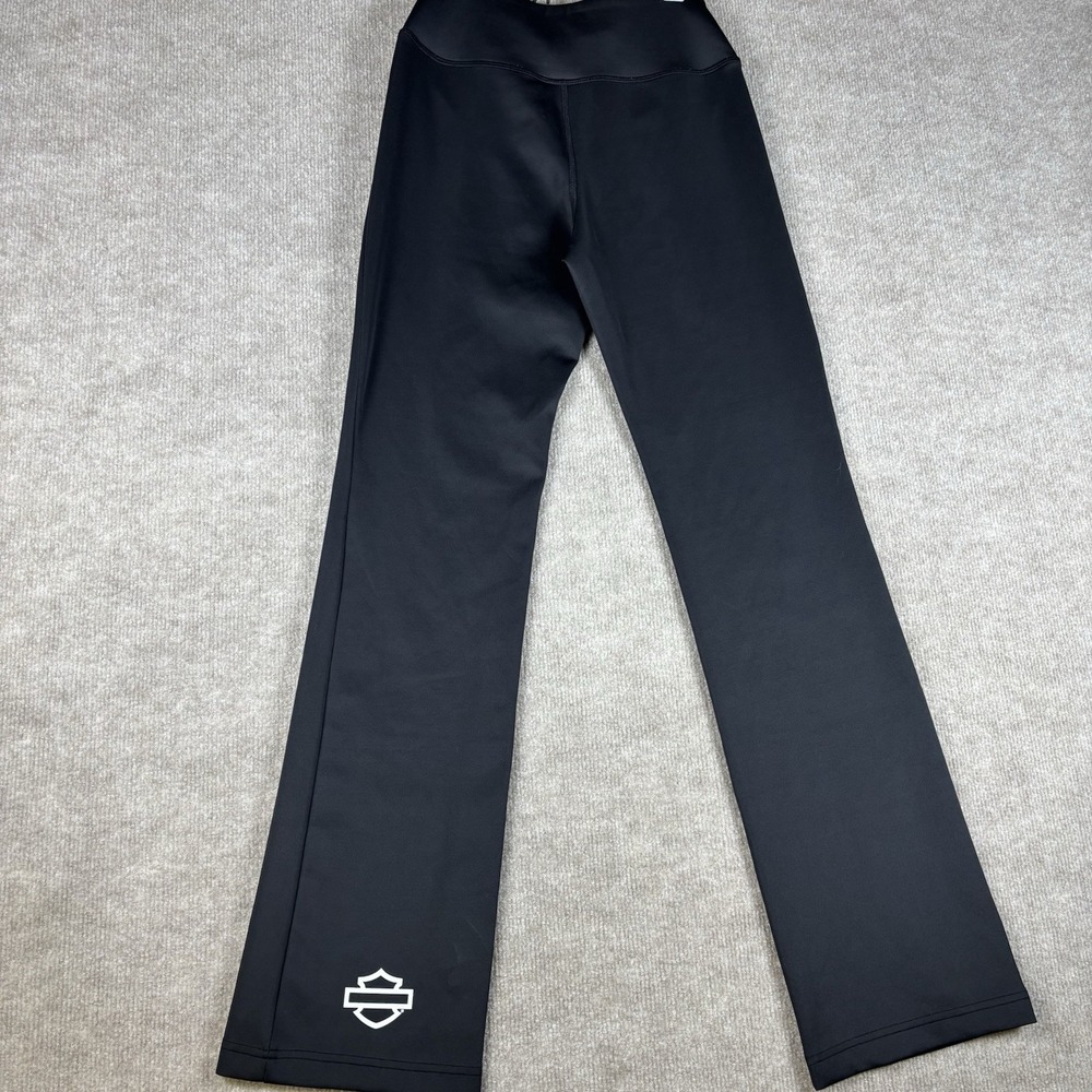 Harley-Davidson Womens Yoga Pants Black Bootcut Red Logo Stretch Size S - Picture 7 of 9